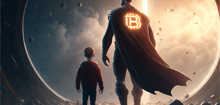 Padre bitcoin con su hijo